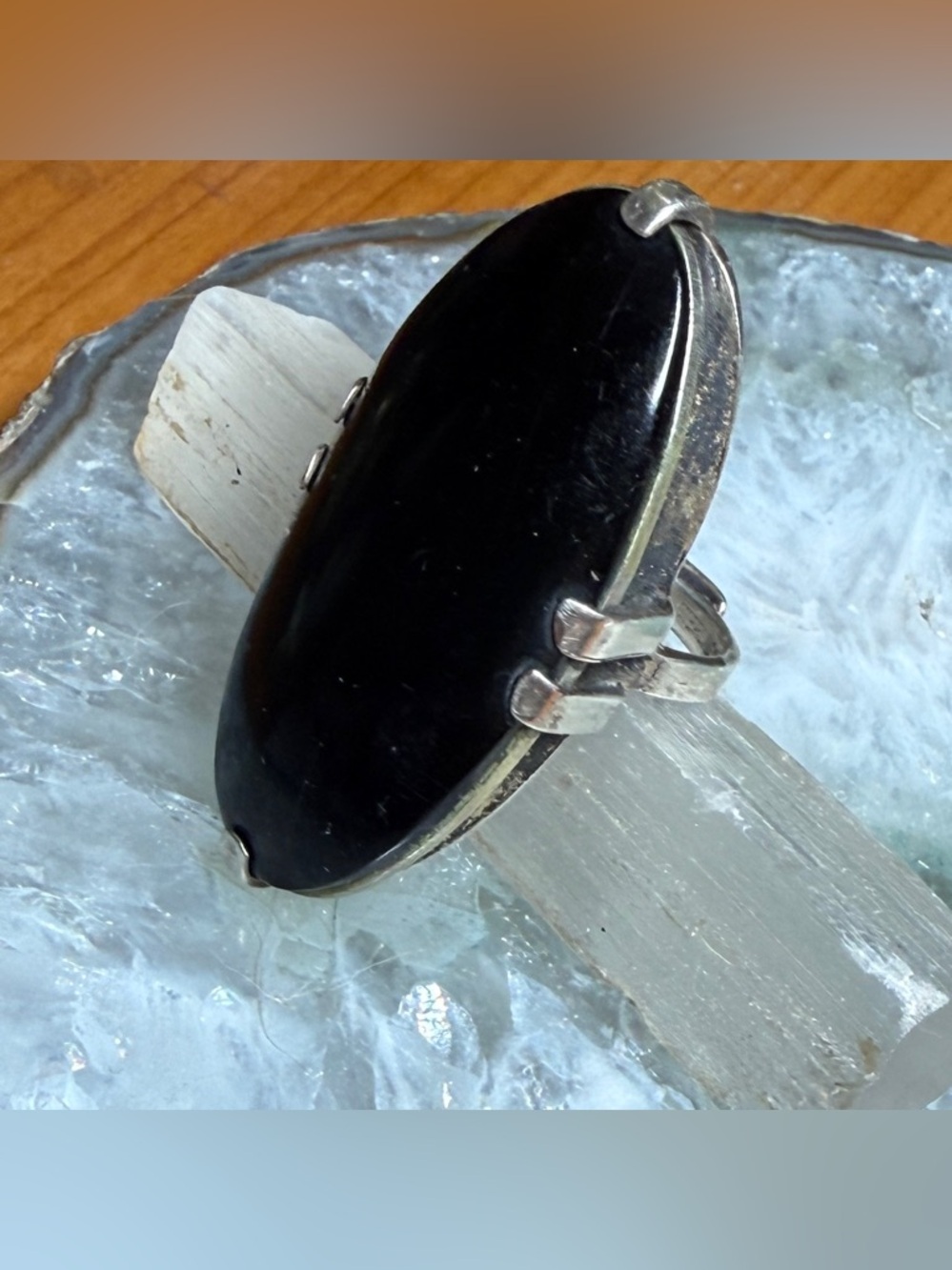 Sterling Silver Black Onyx Oval Statement Ring